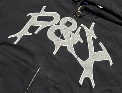 PUNKANDYO P&Y Zip Up Hoodie Hooded Sweatshirt Black Size Large
