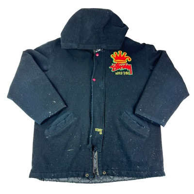 Vintage Stussy Burly Gear World Tribe Mens Wool Hooded Varsity