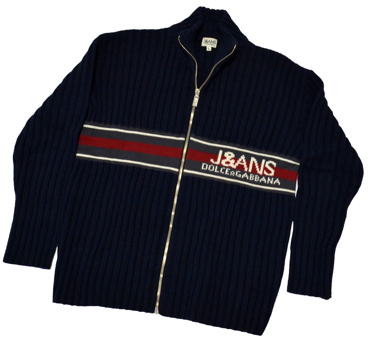 Men's Vintage DOLCE & GABBANA J&ANS Wool Cardigan Zip Sweater Logo