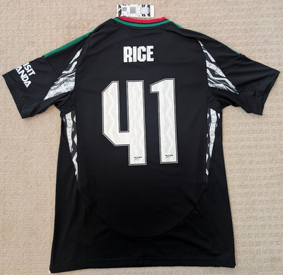 Declan Rice adidas Men's 2024/25 Arsenal Black Away Jersey - size