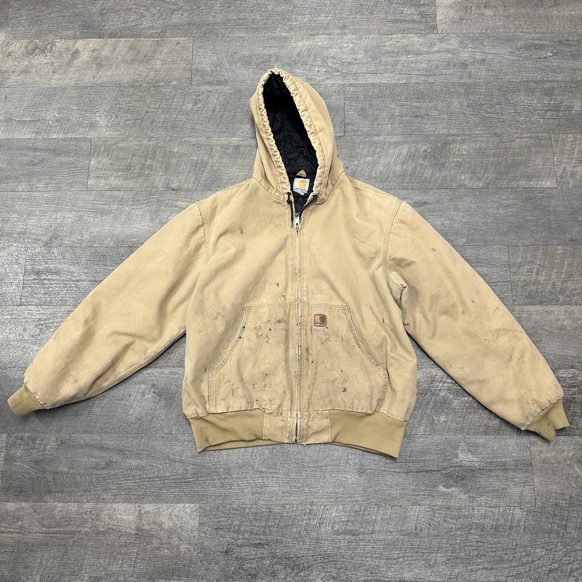 Carhartt J280 CML Large Canvas Work Jacket Coat Hooded Quilted