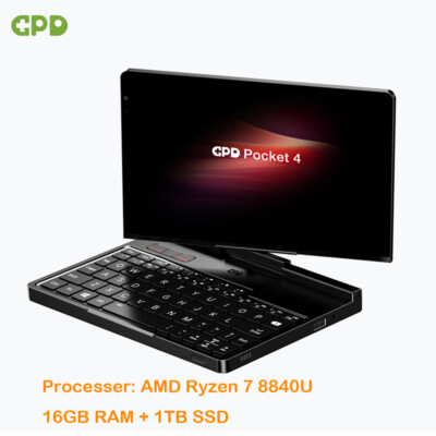 GPD Pocket 4 Mini Laptop Portable Handheld PC AMD AI 9 HX370 32GB