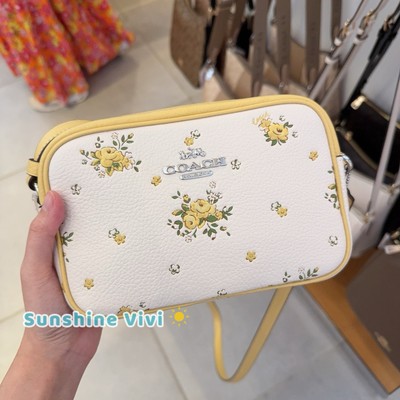 NWT COACH Mini Jamie Camera Bag With Floral Print Silver/Chalk