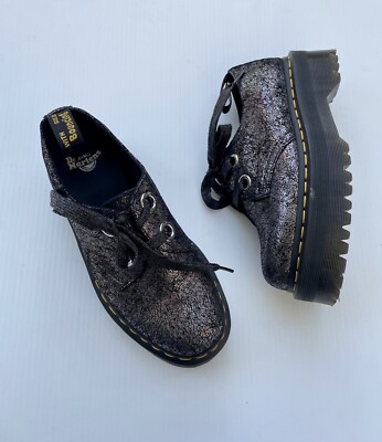 Dr. Martens Women's Holly Platform Retro Quad Gunmetal Iridescent