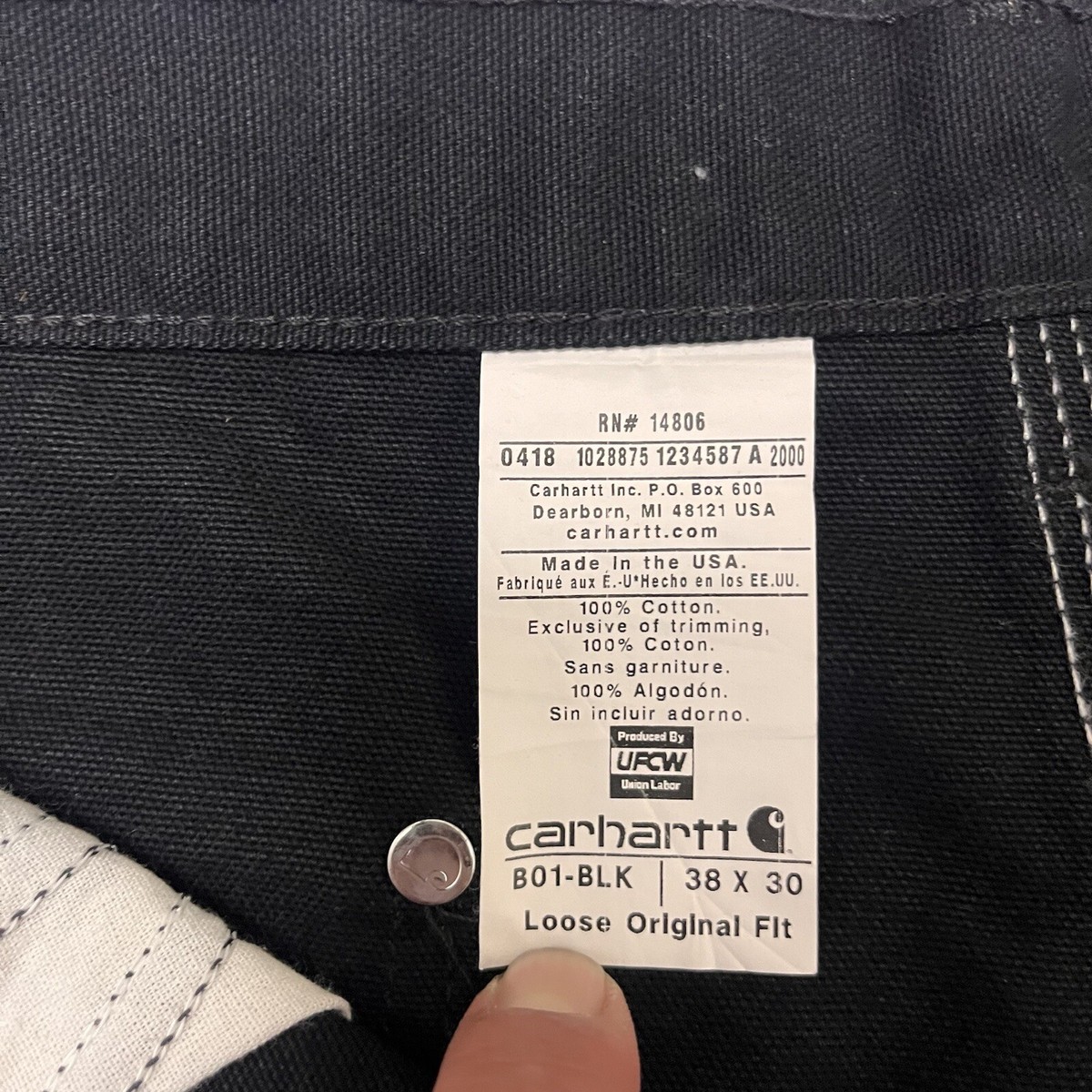 Vintage Carhartt Double Knee B01 Blk Pants Jeans USA 38x30 | eBay