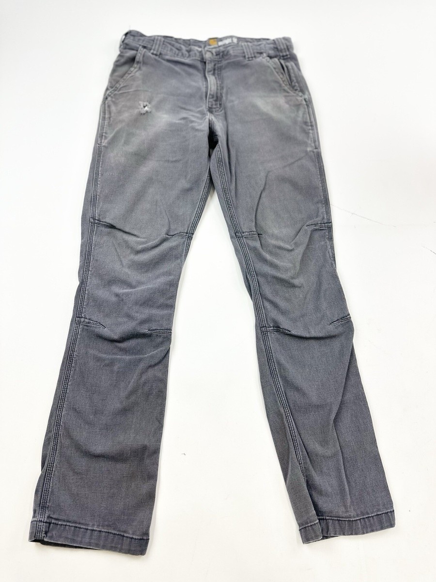 Carhartt Pants Men's 32x30 Tag 32x32 Grey Canvas Distressed Gusset