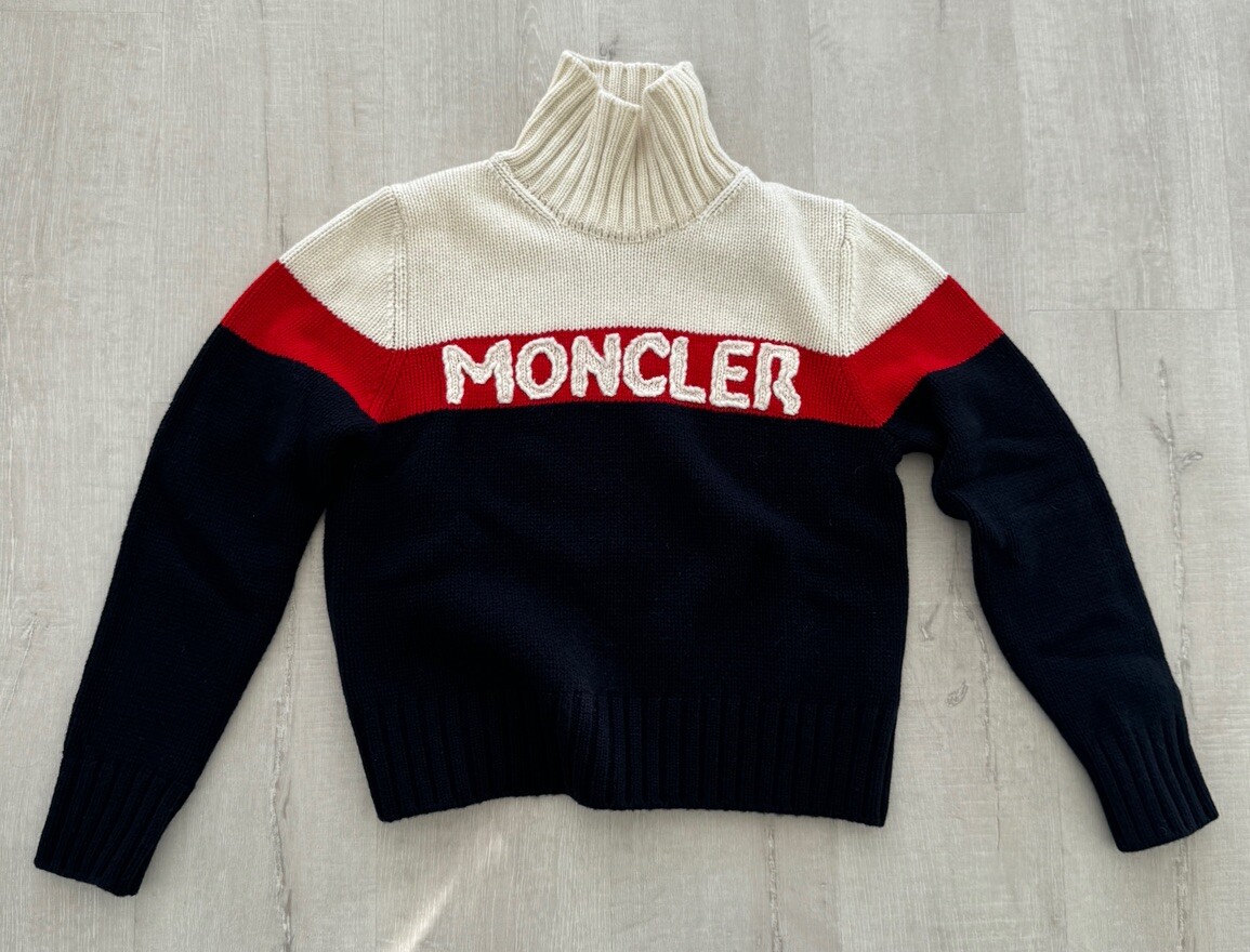 NEW MONCLER Maglione Tricot Ciclista Logo Signature Wool Cashmere