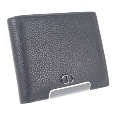 Christian Dior CD Icon Wallet Bifold Wallet Grain Calf Leather