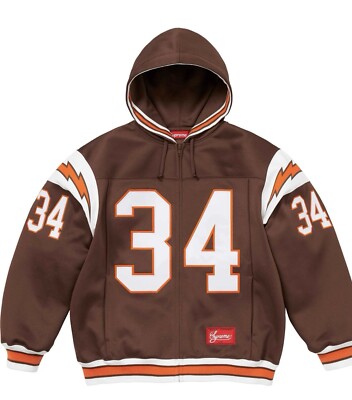 SUPREME FOOTBALL ZIP UP HOODED SWEATSHIRT BROWN SIZE S (SS24 WEEK