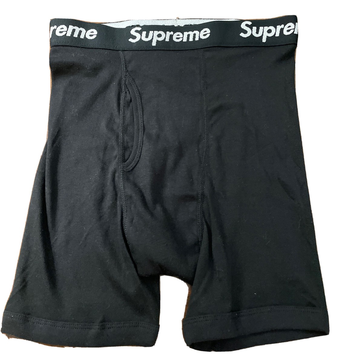 SUPREME/ HANES BOXER BRIEFS/ BLACK/ SINGLES (ONE BOXER) SIZE
