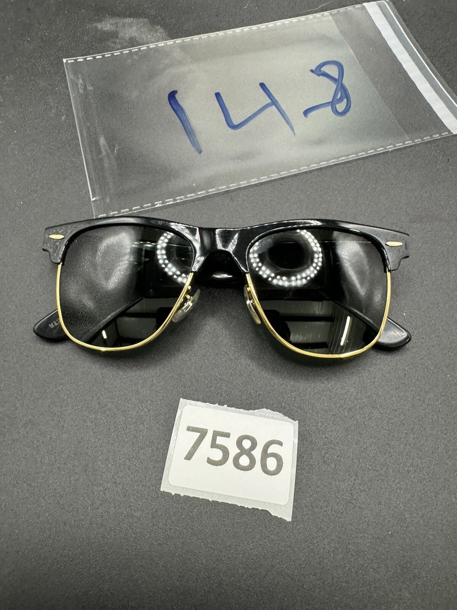 Vintage Ray-Ban Bausch & Lomb Wayfarer Max Sunglasses Black Gold