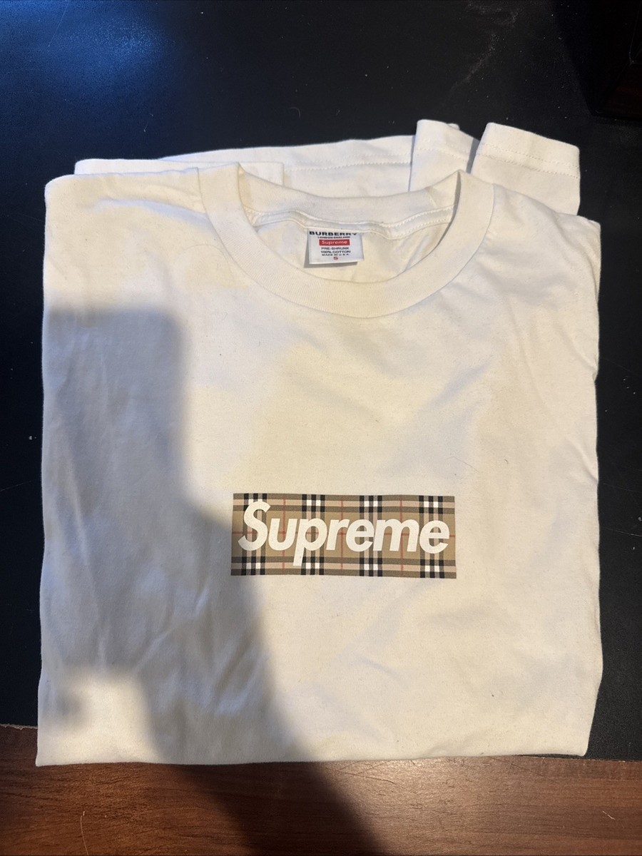 Supreme Burberry Box Logo Tee White Size Small | eBay