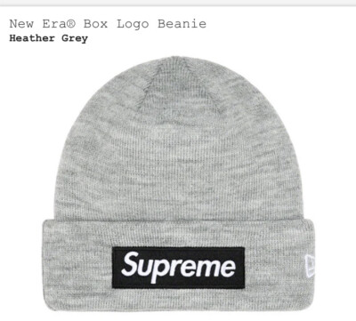 Supreme New Era Box Logo Beanie Heather Grey FW22 Brand New | eBay