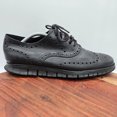 Cole Haan ZeroGrand Shoes Men's 9M Black Leather Wingtip Brogue