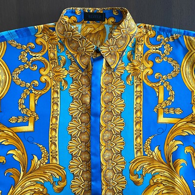 GIANNI VERSACE ISTANTE silk shirt Barocco & plaid print size IT 48