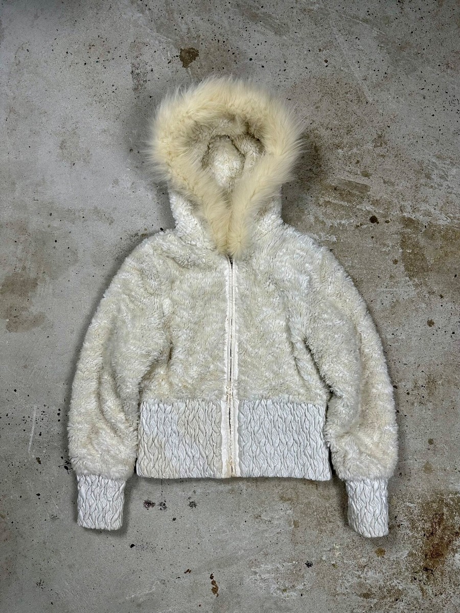 Vintage Y2K Faux Fur Beige Bomber Jacket Japanese Style archive