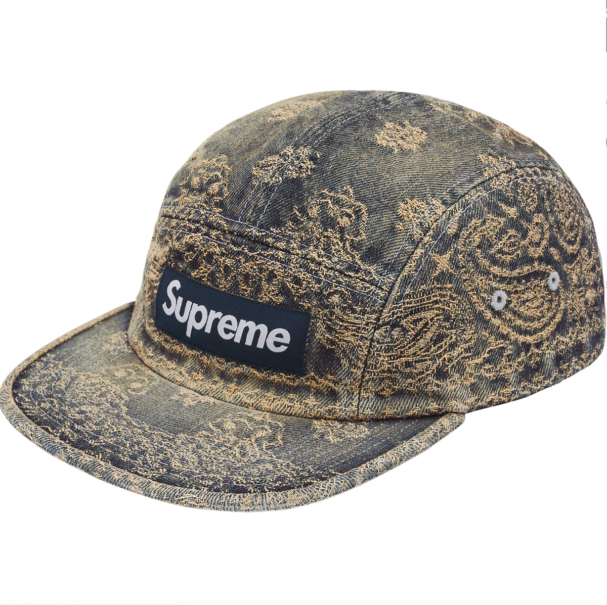 Supreme Jacquard Denim Bandana Camp Cap - Dirty Indigo Blue - NEW