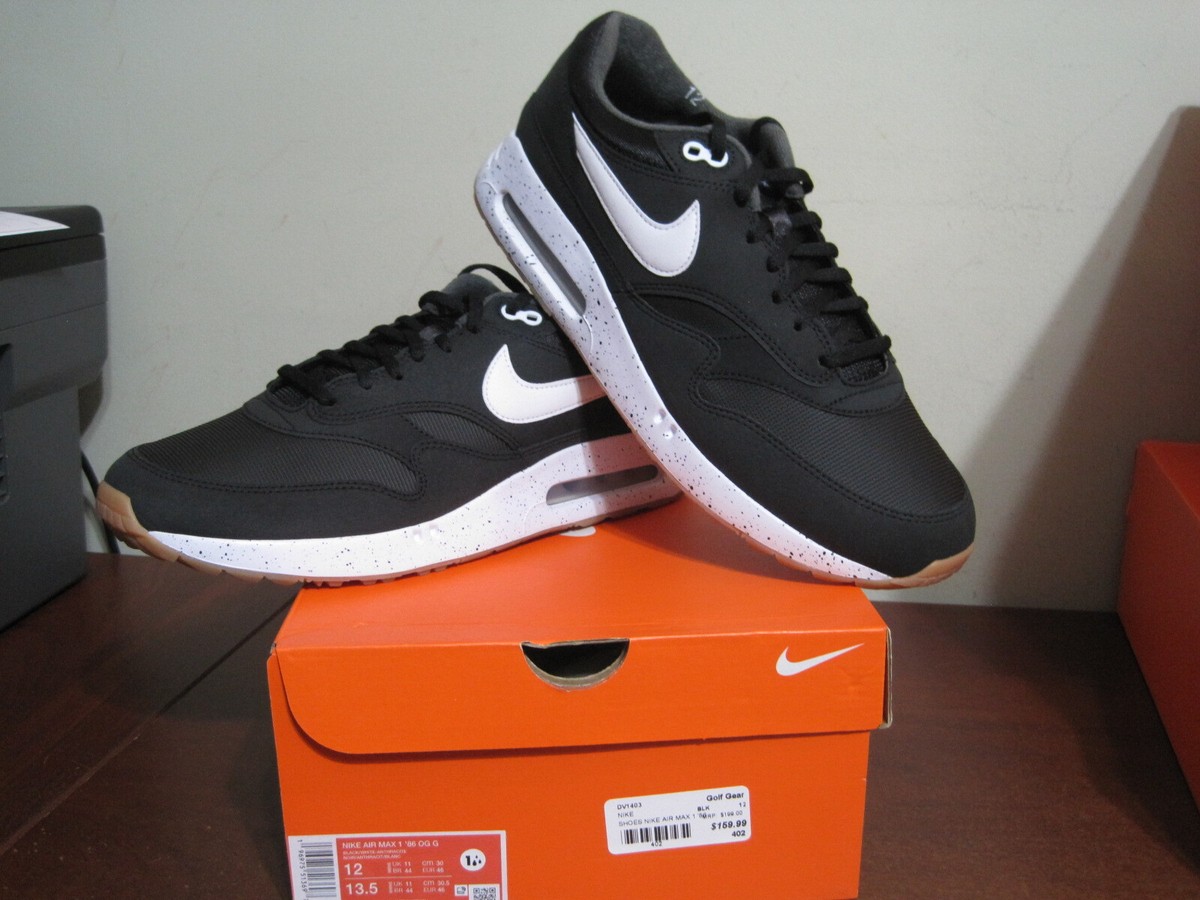 Nike Air Max 1 86 OG G Bubble Black White Men Golf Shoes 11 11.5