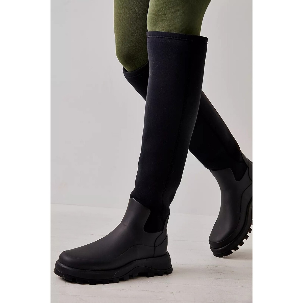 Hunter Tall City Explorer Boots in Black Neoprene Womens Size 6 37