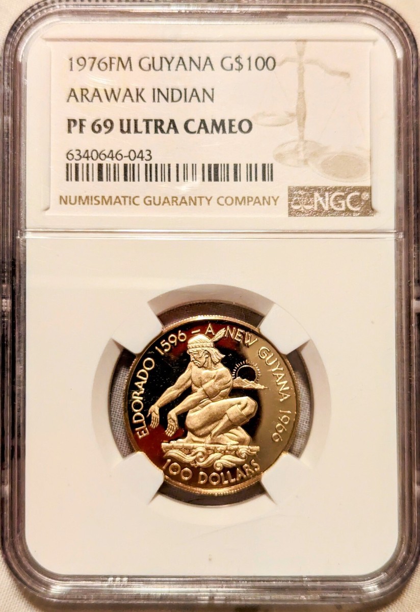 Guyana 🇬🇾 FM Gold 100 Dollars 1976 NGC PF 69 | eBay