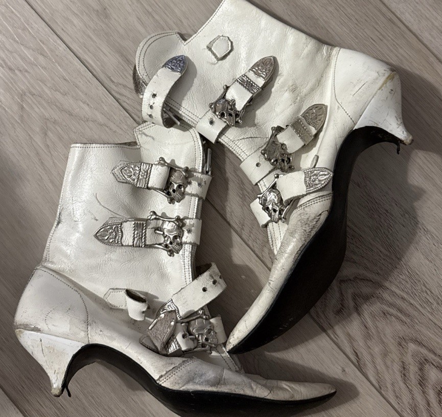 London Retro Winkle Picker Skull Boots OG VTG Punk 8o's Leather