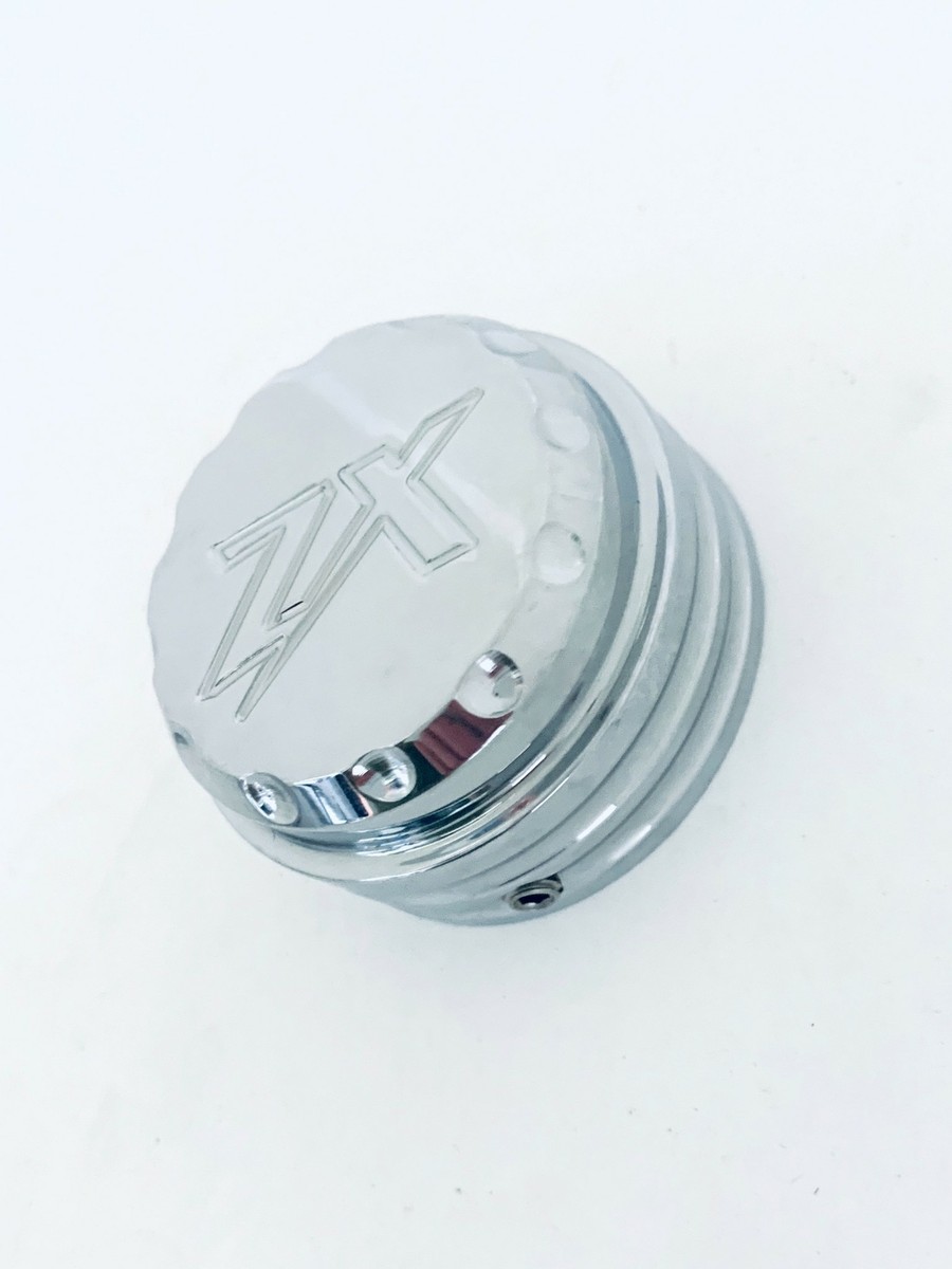 ZX-14 CHROME DIAMOND CUT “ZX” ENGRAVED BILLET YOKE CAP PLUG 06-11