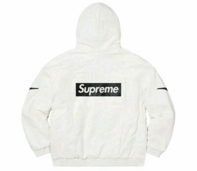 Nike X Supreme Mens Leather Bomber Jacket/Anorak White/Sail