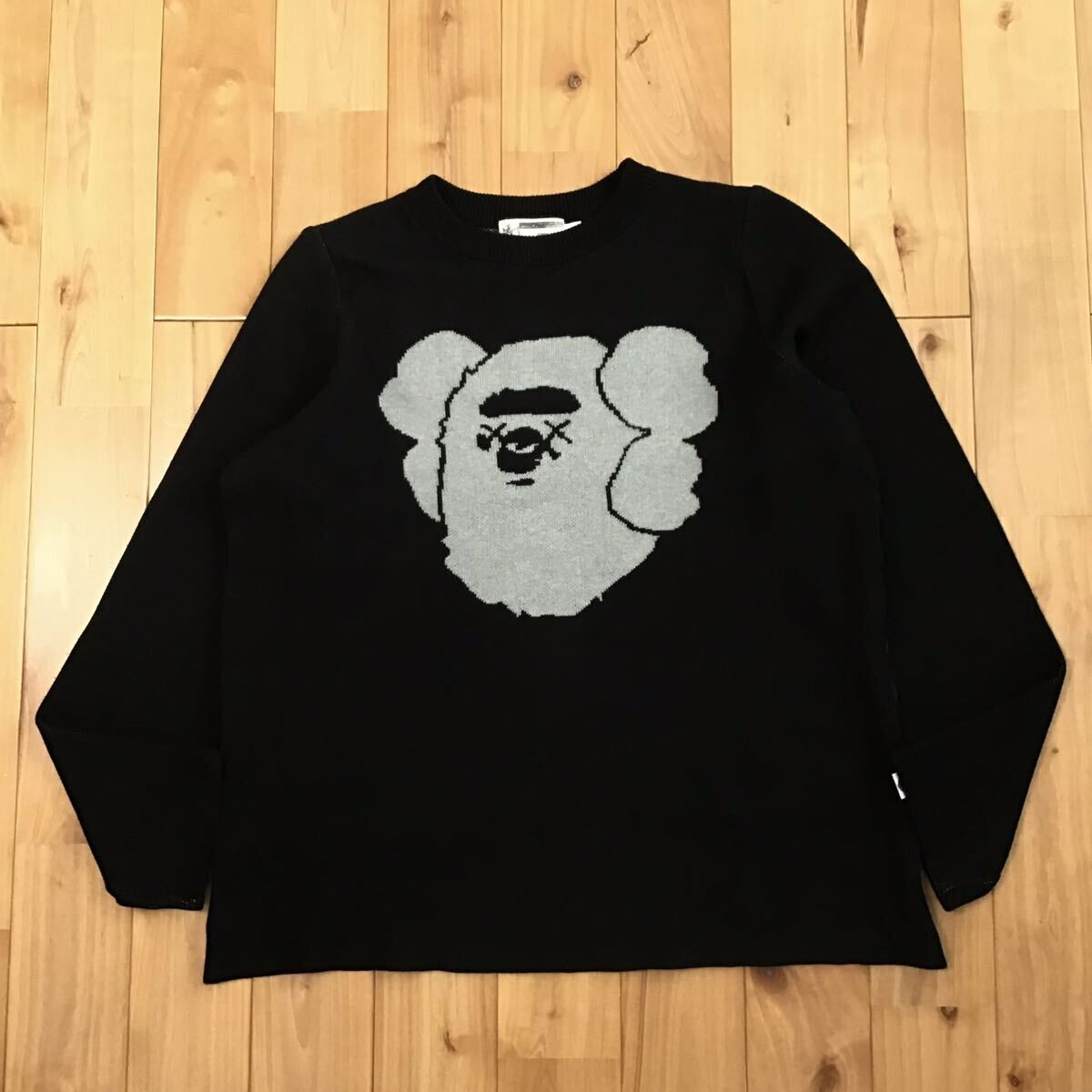 BAPE × KAWS Big Head logo knit sweater a bathing ape NIGO Black