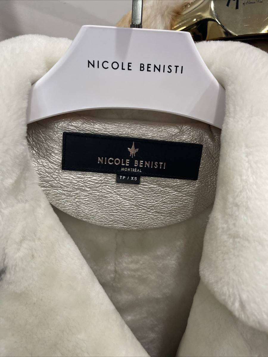 Nicole Benisti White Shearling Fur Metallic Silver Nappa Leather