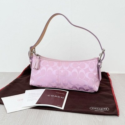 COACH Signature Hampton Baguette Semi Demi Hand Bag Pink Used