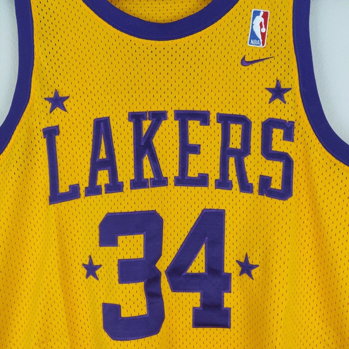 Nike Shaq O'NEAL Lakers 34 JERSEY NBA Rewind M Yellow Gold Kobe