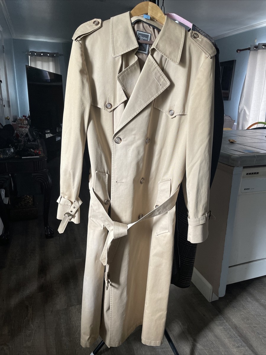 Vintage Christian Dior Monsieur Khaki Double Breasted Trench Coat