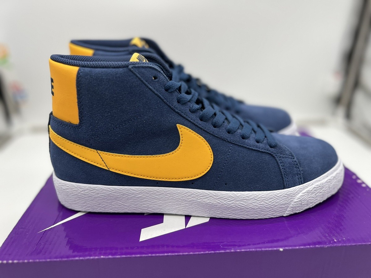 Nike Men's Zoom Blazer SB Michigan 864349-402 Navy Blue Yellow