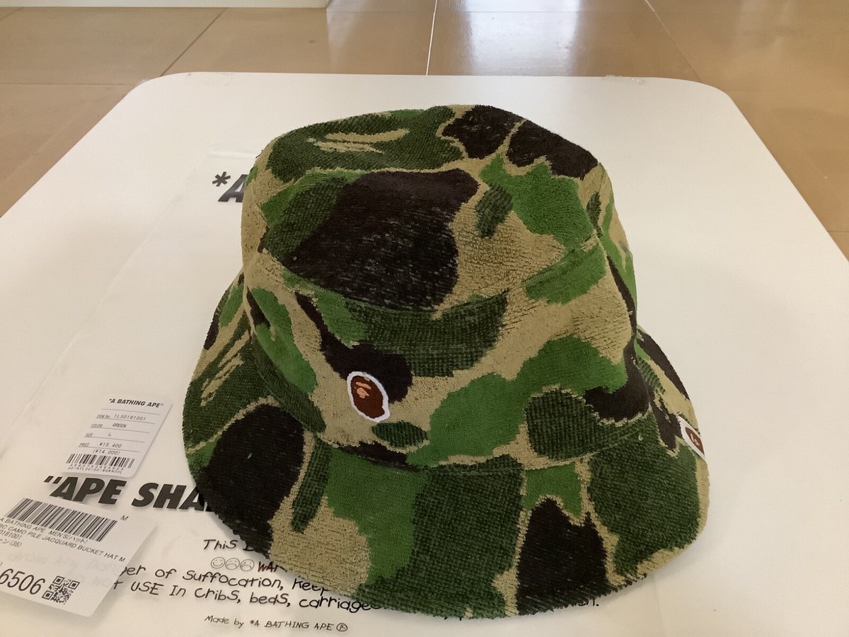 Authentic a bathing ape bape abc camo pile jacquard bucket hat