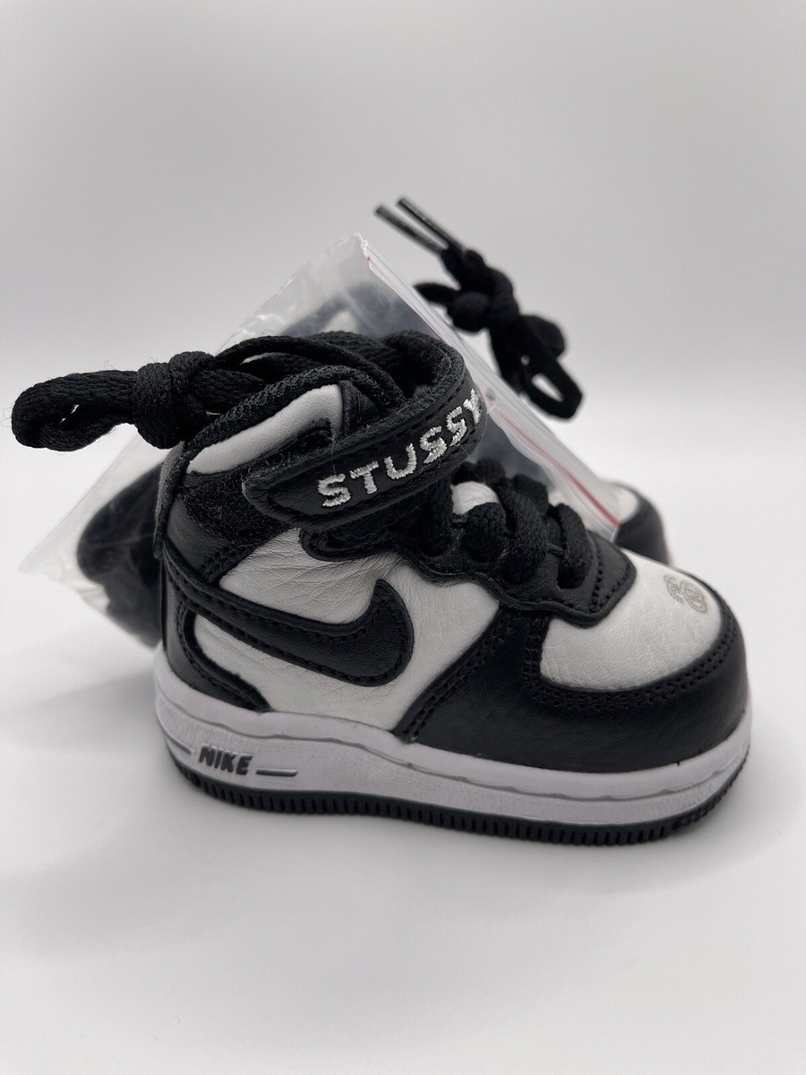 Nike x Stussy Air Force 1 Mid TD Black / White Toddler Size 2C