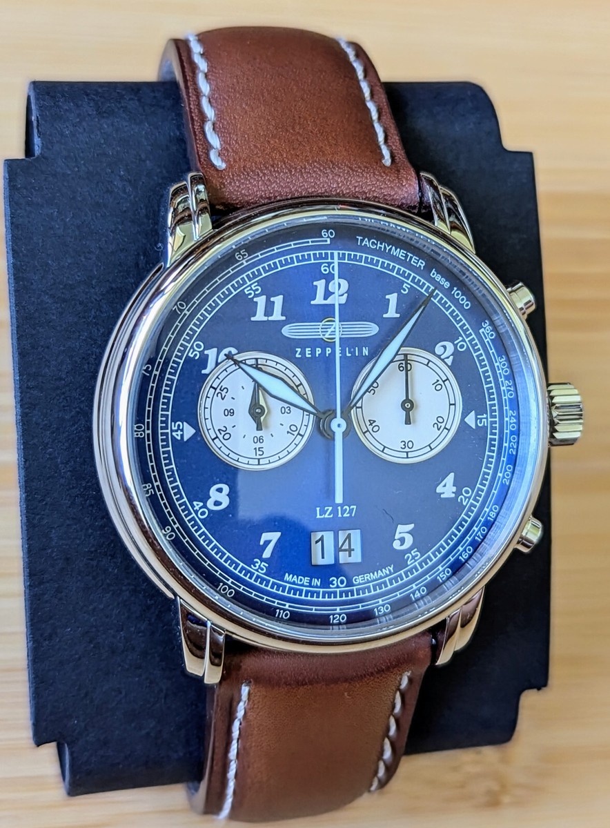 Zeppelin Blue Dial Chronograph Men's Watch LZ127 8684-3 Leather