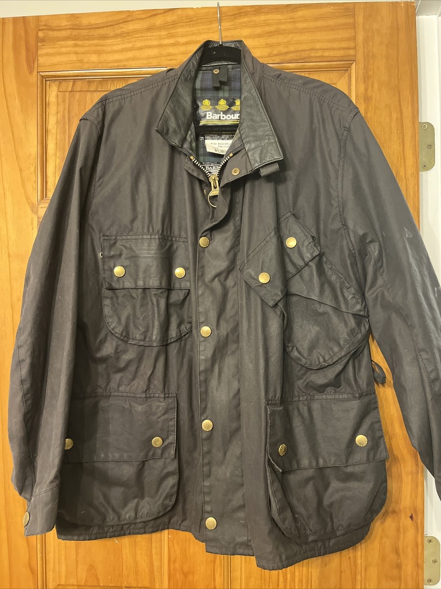 Men's Barbour A132 Beacon Waxed Black Jacket Wax Coat C46/117cm | eBay