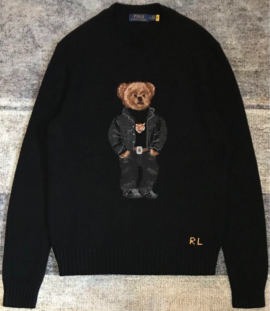 Polo Ralph Lauren Polo Bear Tiger Wool 100% Knit Sweater Size M