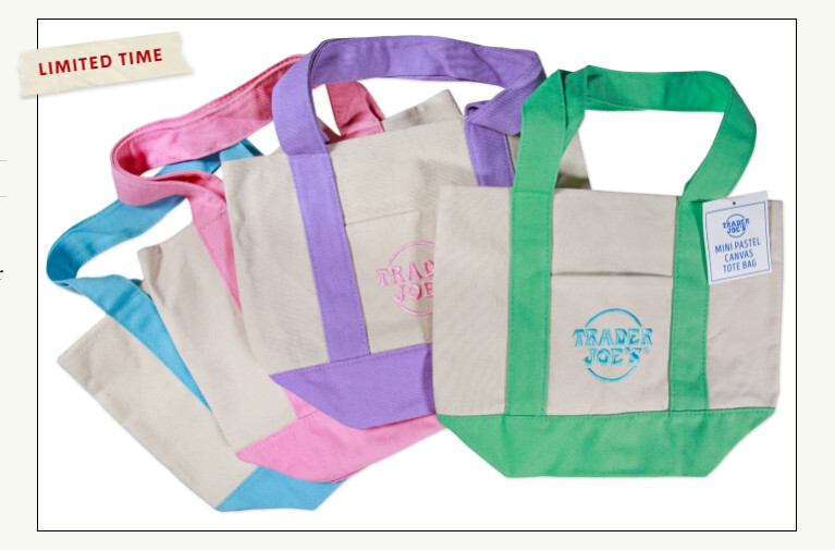 Trader Joe's Mini Pastel Canvas Tote Lunch Bags Set Of 4 Colors