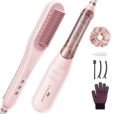 Wavytalk Pro Steam Hair Straightener Brush, Steamline 3 in 1 Pink