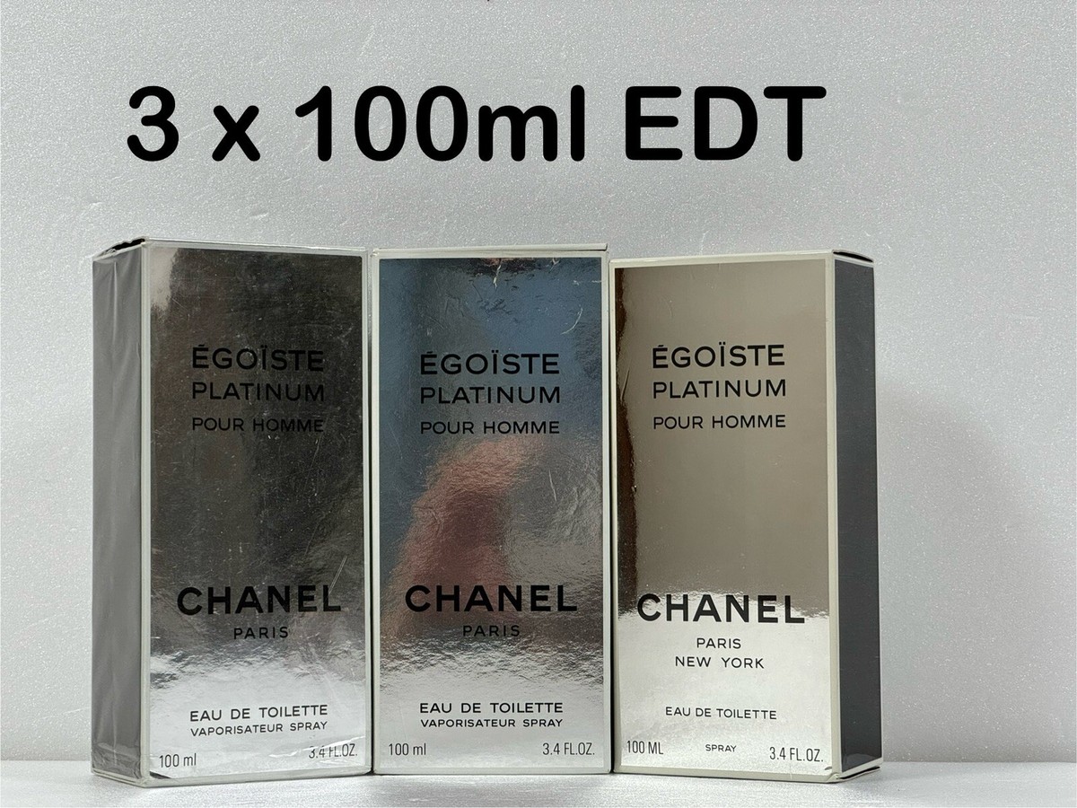 3 x 100ml Chanel Egoiste Platinum EDT Spray Vintage 1994 1996 FREE