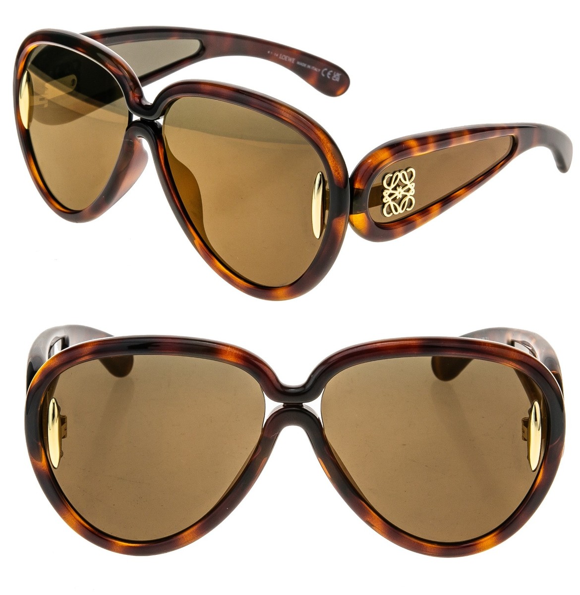 LOEWE LW40132I 40132 ANAGRAM PAULA IBIZA Aviator Brown Gold Mirror