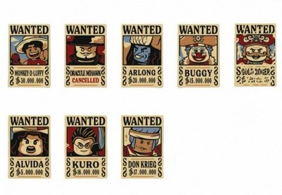 LEGO One Piece WANTED POSTER Set – Luffy, Mihawk, Buggy, Roger