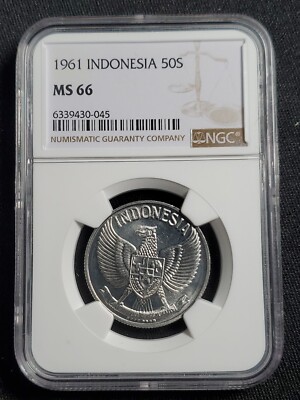 1961 INDONESIA 50 SEN Aluminum Coin NGC MS 66 | eBay