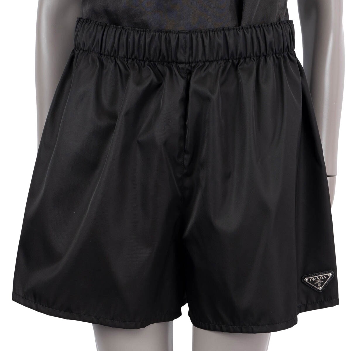 68581 auth PRADA black RE-NYLON HIGH WAISTED Shorts Pants 46 XL | eBay