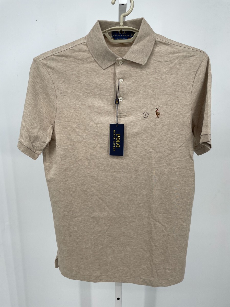 Polo Ralph Lauren Mens Polo Shirt Beige Heather Short Sleeve