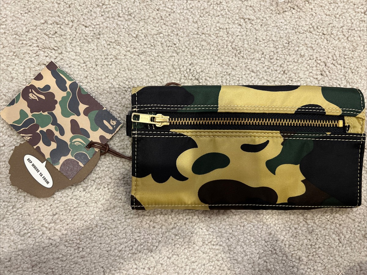 New A BATHING APE BAPE X PORTER ABC CAMO LONG WALLET Yellow CAMO
