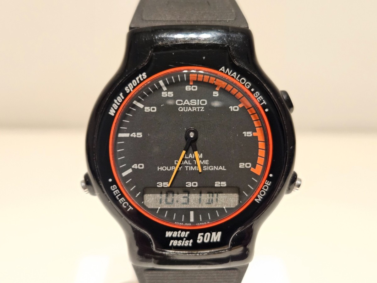 VINTAGE JAPAN PLASTIC ANALOG DIGITAL ALARM CHRONOGRAPH MEN'S WATCH