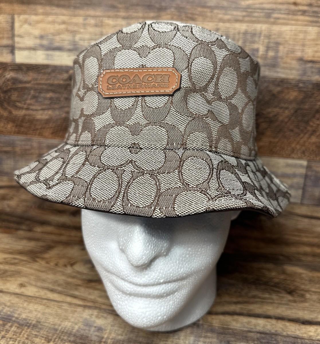Coach LEATHERWARE Signature Bucket Hat Khaki Rare HTF | eBay