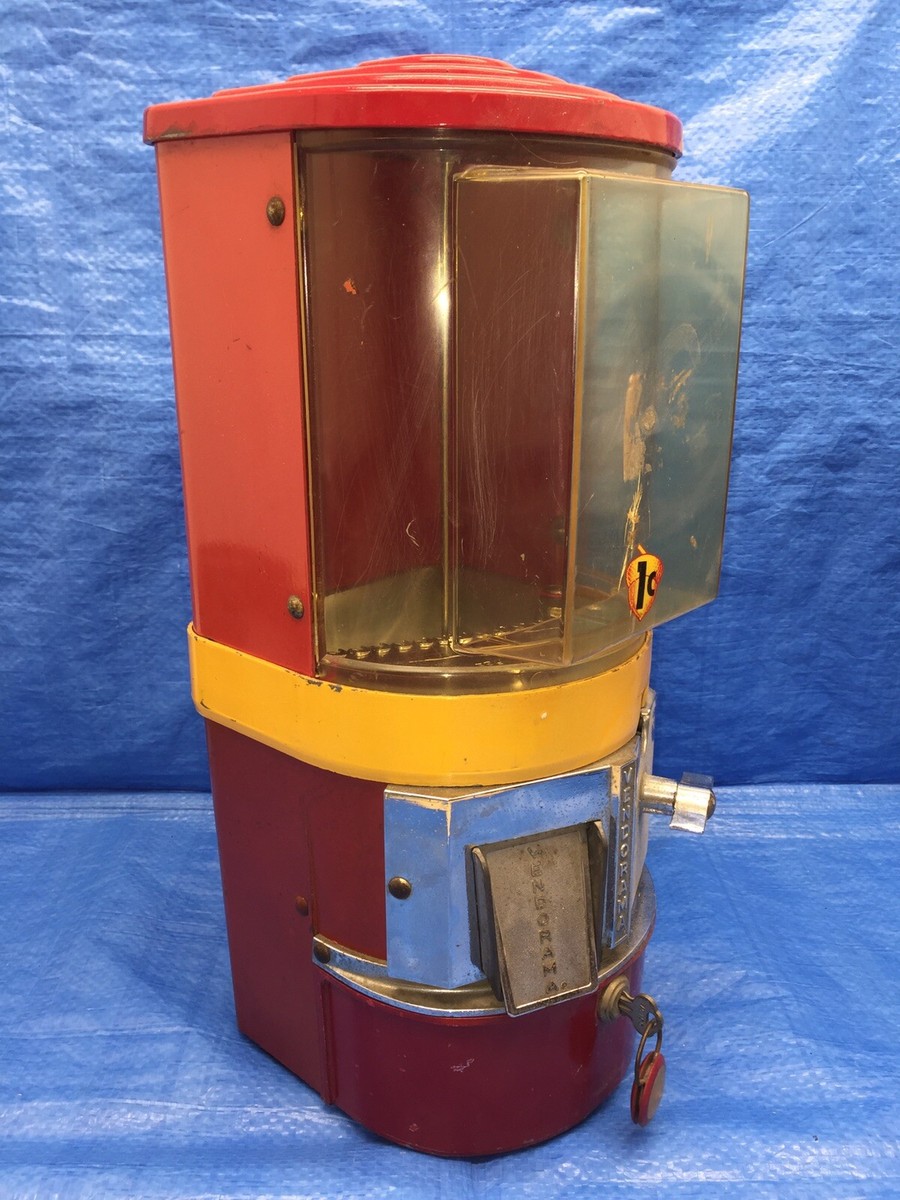 Vintage Vendorama 1 Cent Gumball Machine with Key Metal Plastic